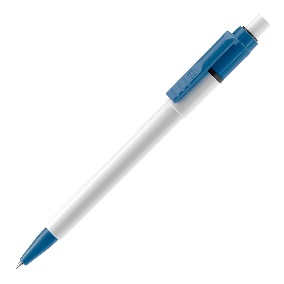 Balpen Baron wit-licht blauw - 50 stuks